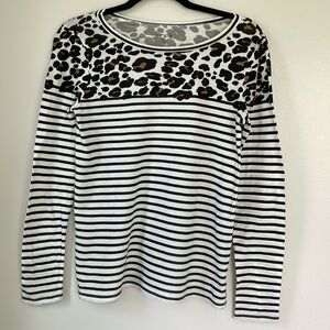 Loft outlet size XS 💯 %cotton leopard and strip black and white long sleeve tee